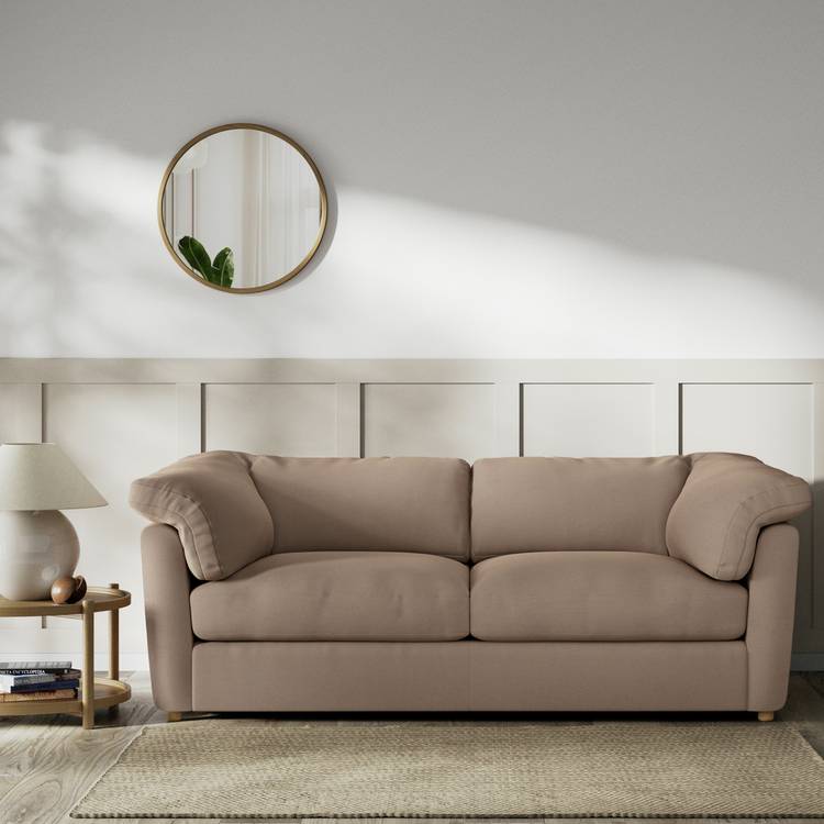 Habitat Wynn Fabric 3 Seater Sofa - Biscuit - Ash Leg 0