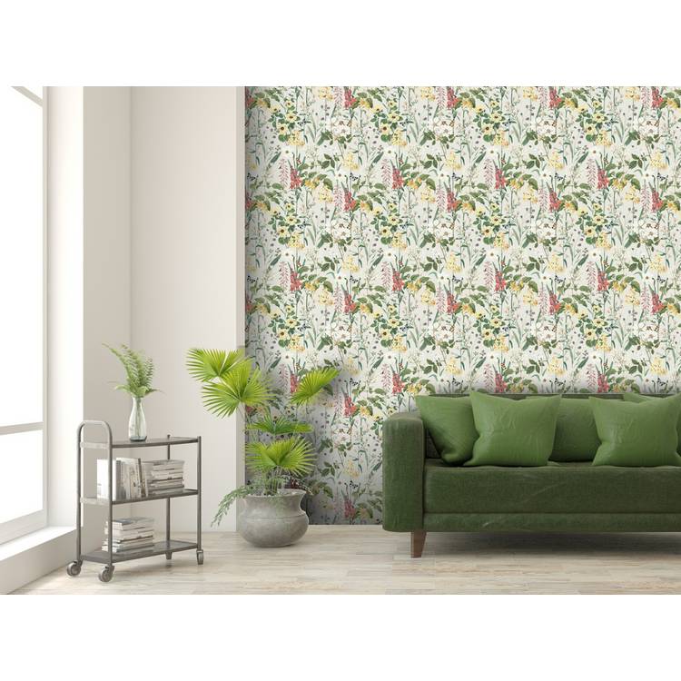 RHS Flower Medley Cream Wallpaper  0