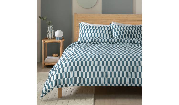 Habitat Checkerboard Blue Bedding Set - King size