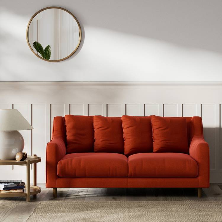 Habitat Swift Velvet 2 Seater Sofa - Burnt Orange - Dark Leg 0