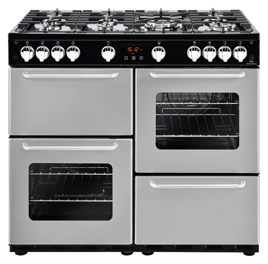 New World Traditional Dual Fuel Range Cooker Silver (7285914) Argos