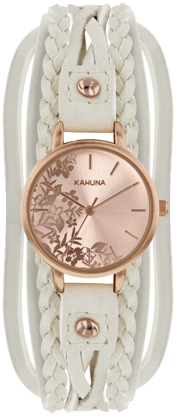 Kahuna Ladies' Rose Gold Dial with Cream Multi Strap Watch