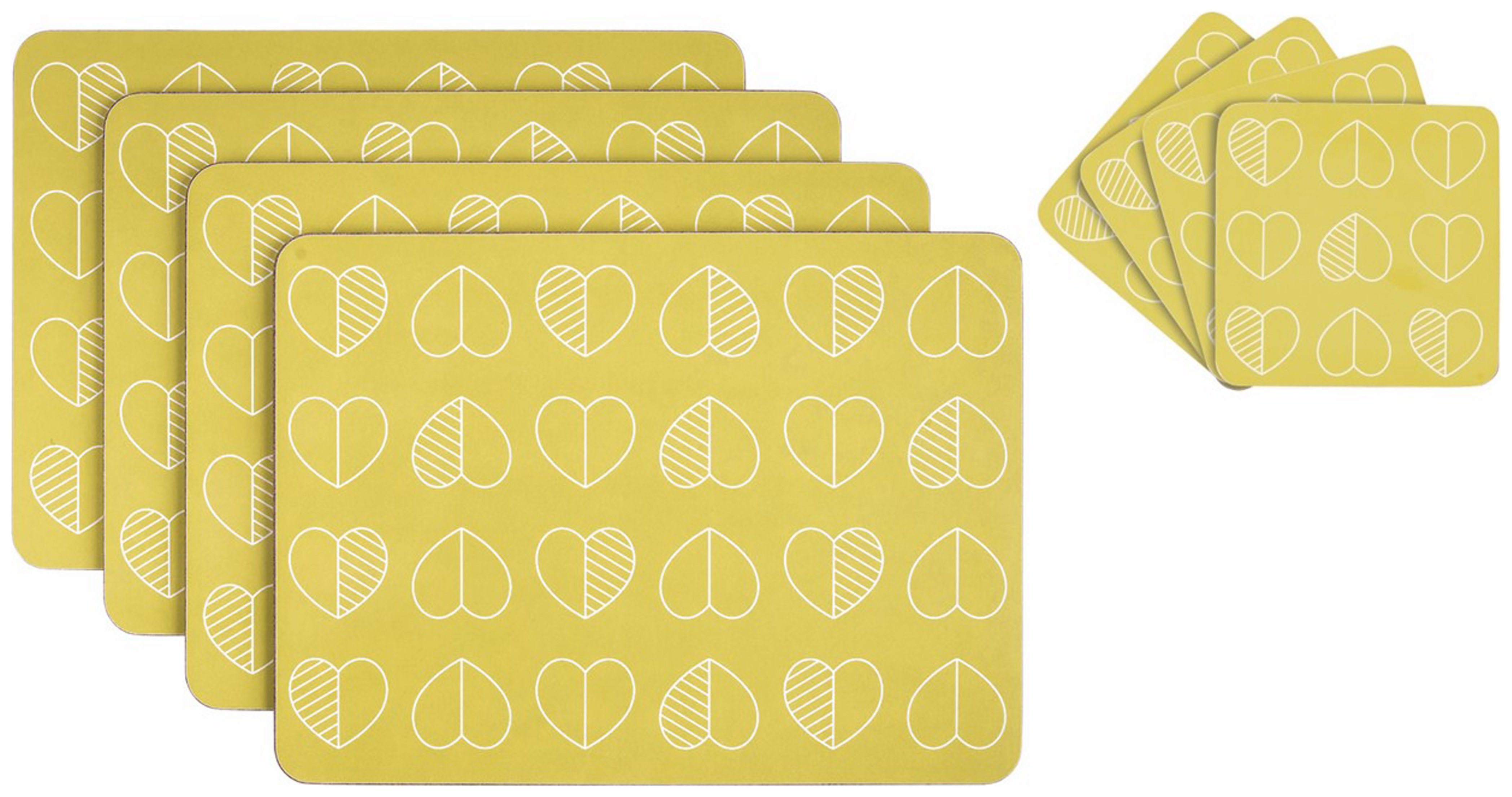 Beau and Elliot Set of 4 Placemats and Coasters - Mustard