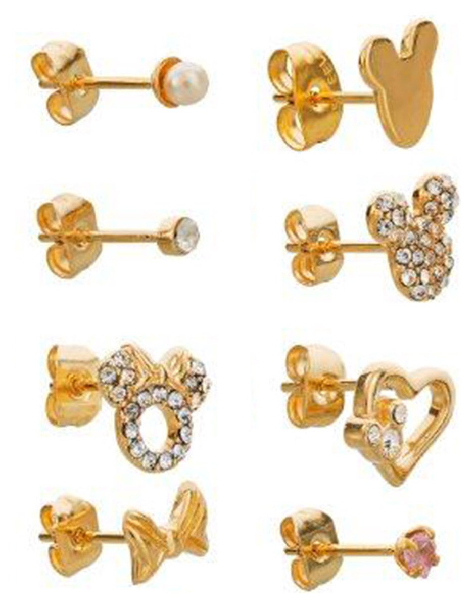 Disney Gold Colour Mickey & Minnie Set of 8 Individual Studs