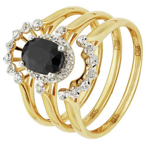 Buy Revere 9ct Gold Sapphire and 0.10ct Diamond Bridal Ring Set ...