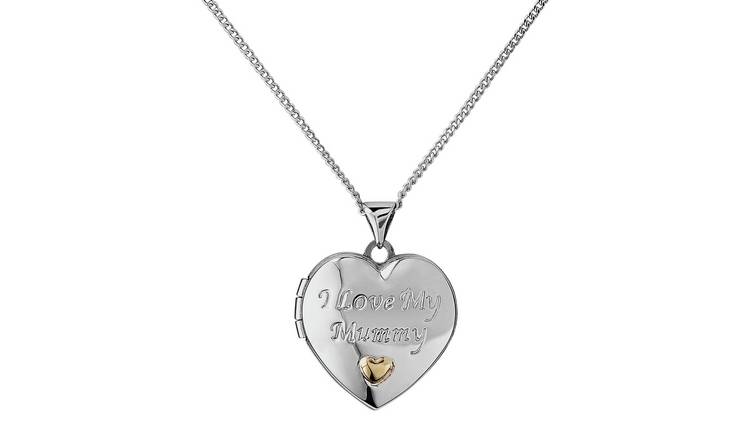 Moon & Back Silver & 9ct Gold PLated I Love My Mummy Locket
