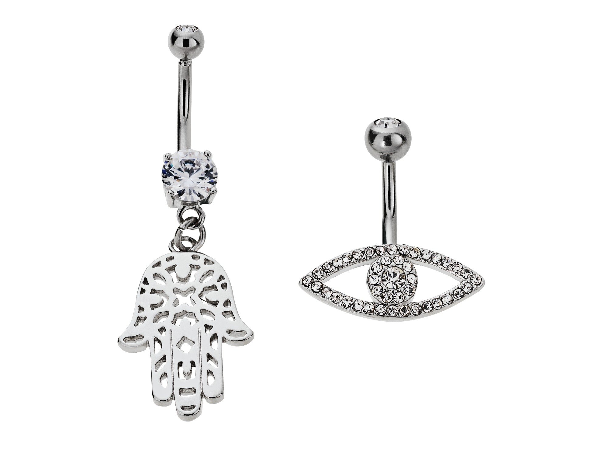 State of Mine Steel Evil Eye & Hamsa Belly Bars - Set of 2