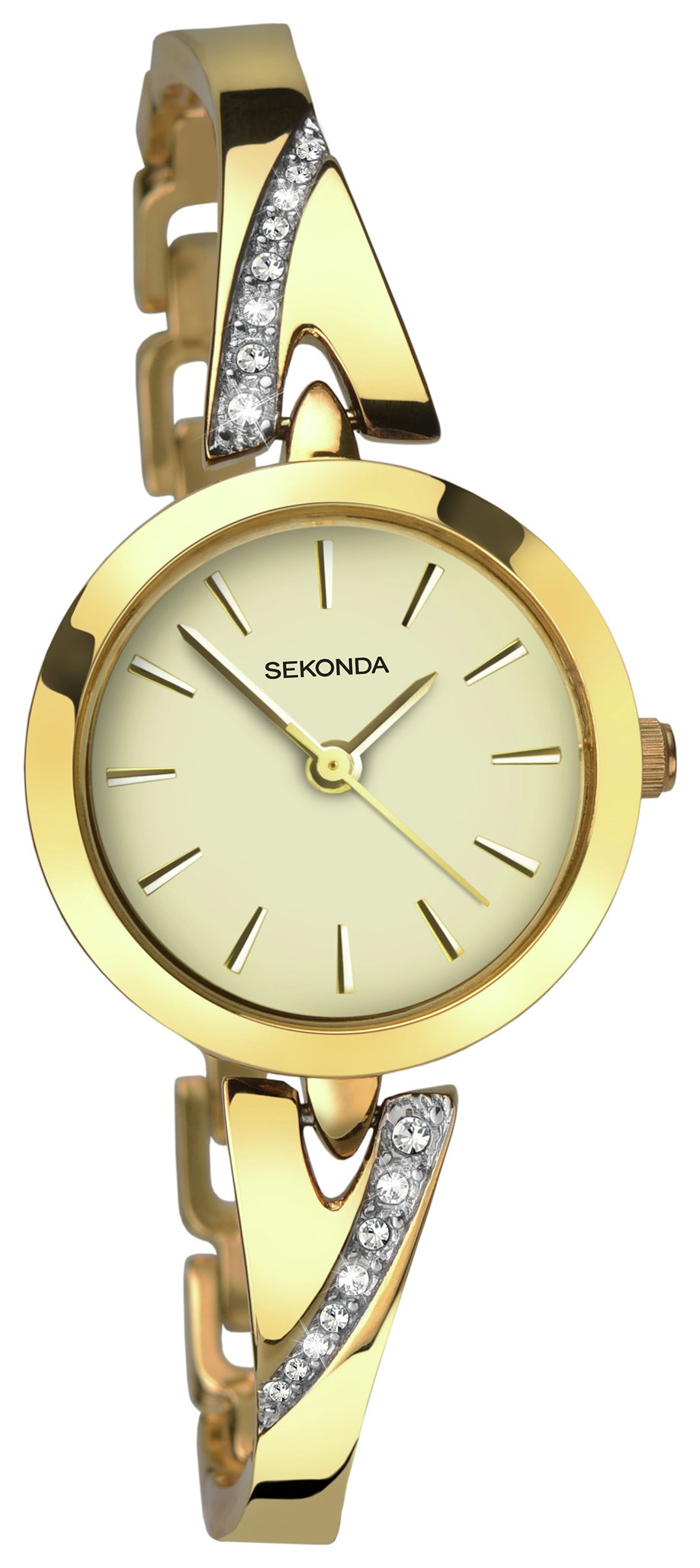 Sekonda Ladies' Champagne Dial Stone Set Gold Plated Watch
