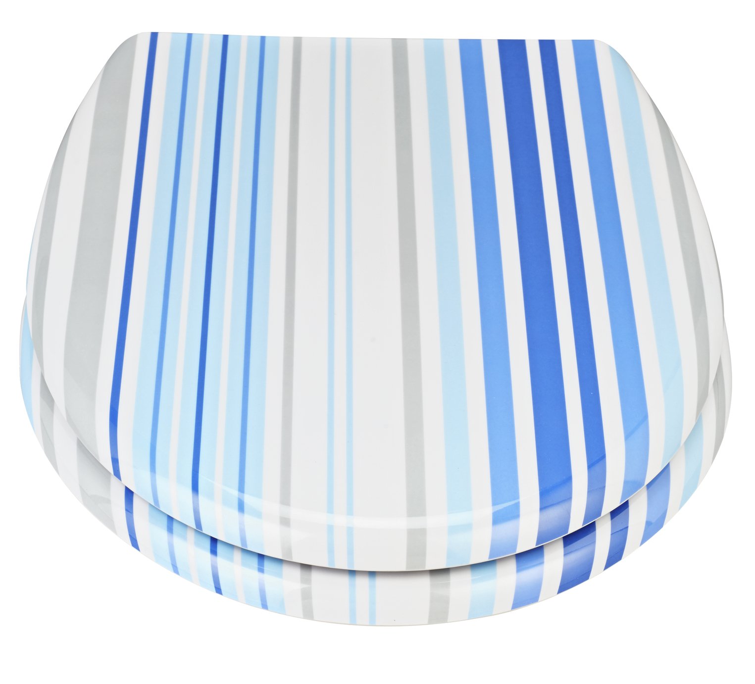 Argos Home Bold Stripe Slow Close Toilet Seat - Blue & Aqua