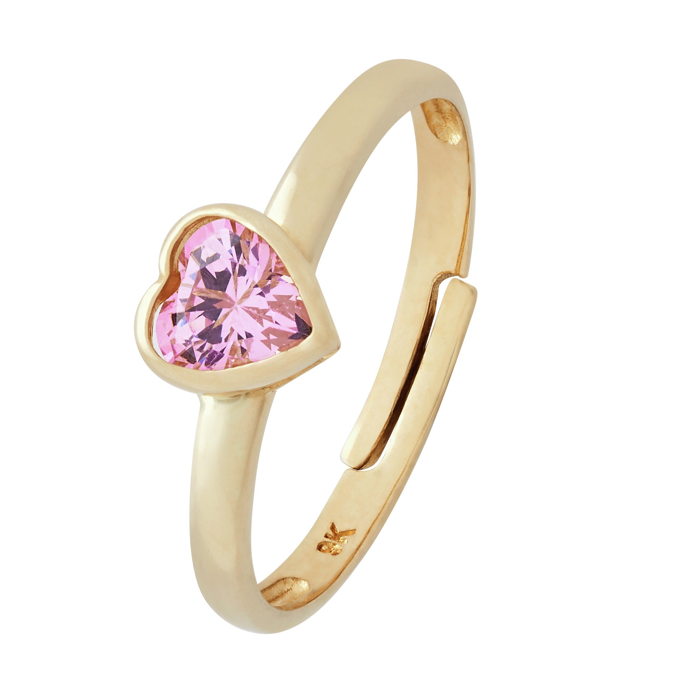 Revere Kid's 9ct Gold Pink CZ Heart Adjustable Ring (7289367) Argos
