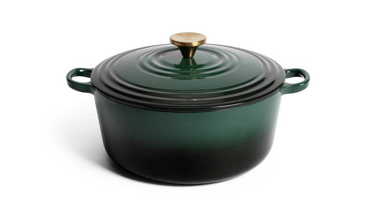 Habitat 5.3 Litre Cast Iron Casserole Dish - Green