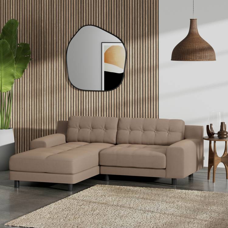 Habitat Hendricks Left Hand Corner Sofa - Biscuit -Black Leg 0