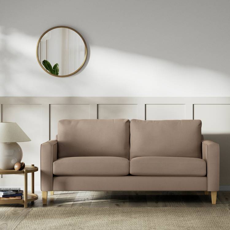 Habitat Flint Fabric 3 Seater Sofa - Biscuit - Ash Leg 0