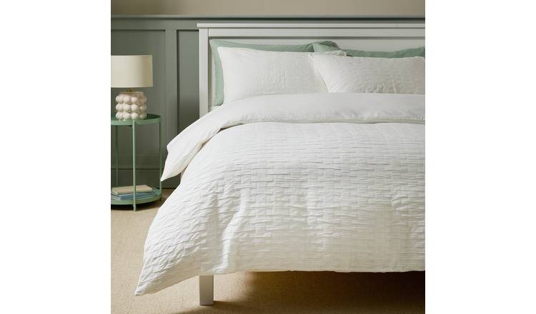 Habitat Cotton Crinkle White Bedding Set - Double