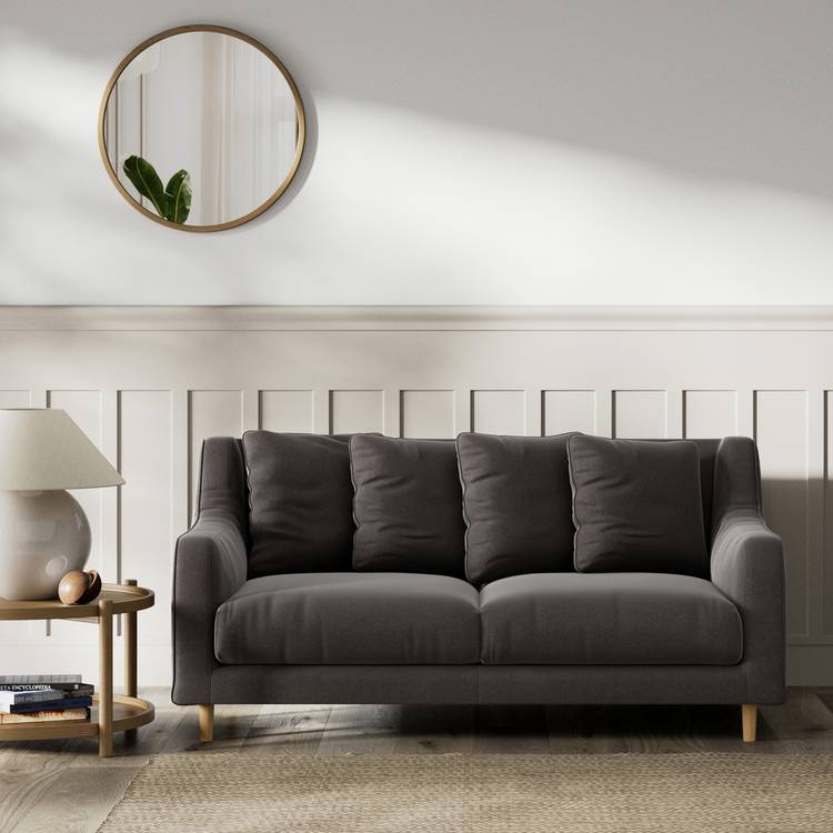 Habitat Swift Velvet 2 Seater Sofa - Grey - Ash Leg 0