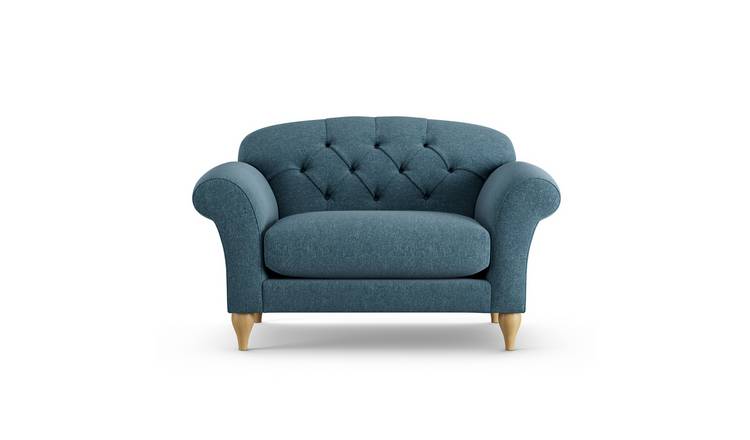 Habitat Brooker Fabric Cuddle Chair - Blue - Ash Leg