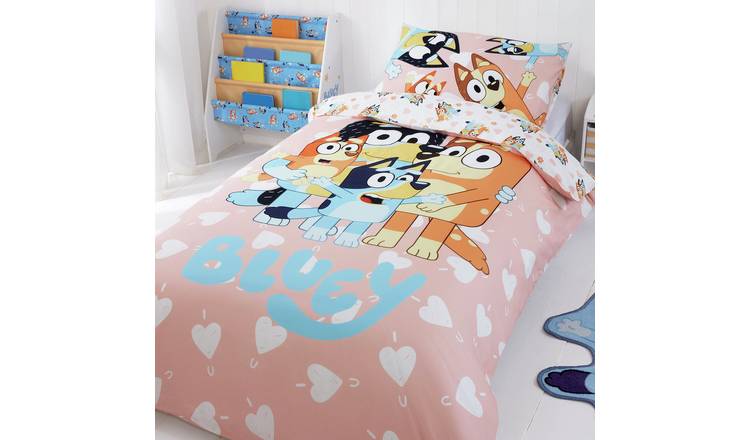 Bluey Cotton Hearts Pink Kids Bedding Set - Single