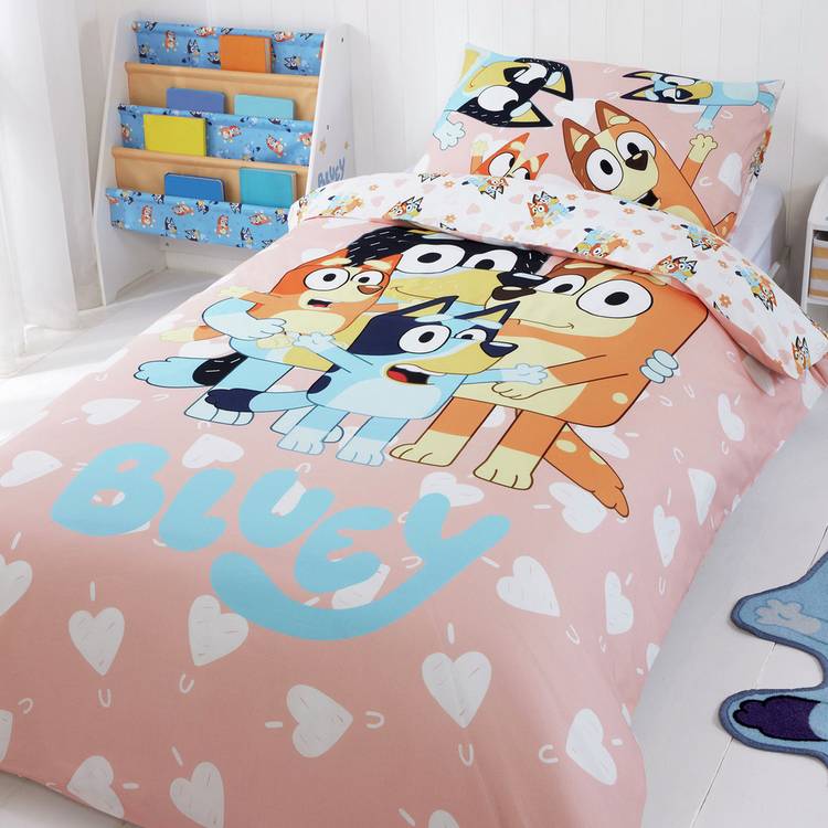 Bluey Cotton Hearts Pink Kids Bedding Set - Single 0