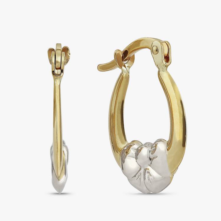Revere 9ct Yellow Gold Two Tone Bow Creole Earrings 0