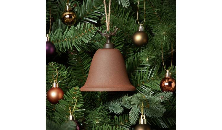 Habitat Metal Stag Cap Bell Christmas Tree Decoration -Brown