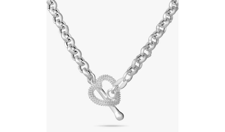 Revere Sterling Silver Heart Shaped T-Bar Necklace