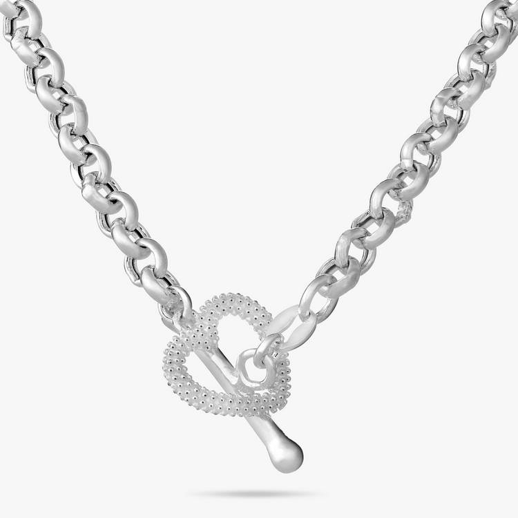 Revere Sterling Silver Heart Shaped T-Bar Necklace 0