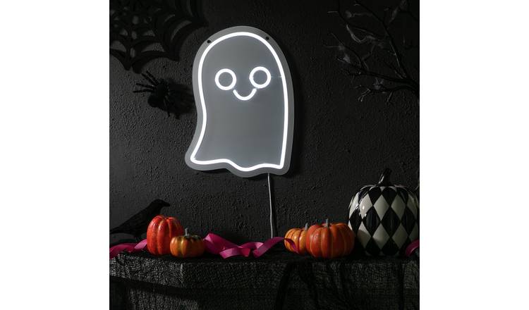 Argos Home Neon Effect Ghost Sign Halloween Light