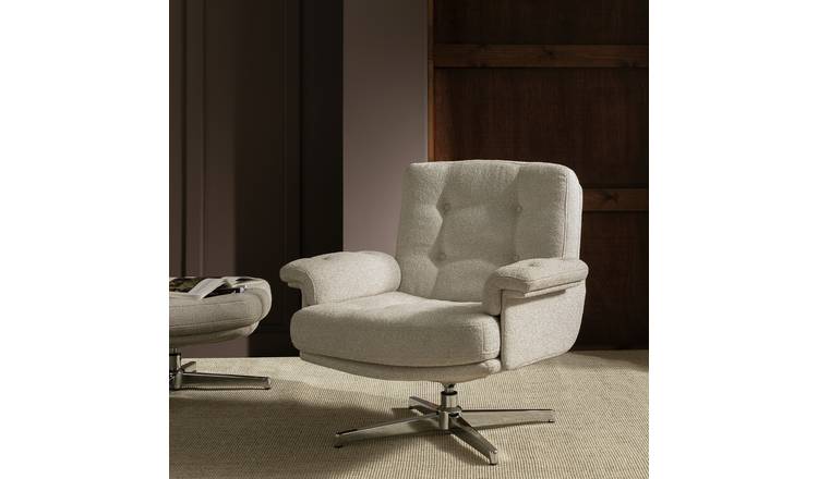 Habitat Dawson Fabric Swivel Chair - Natural