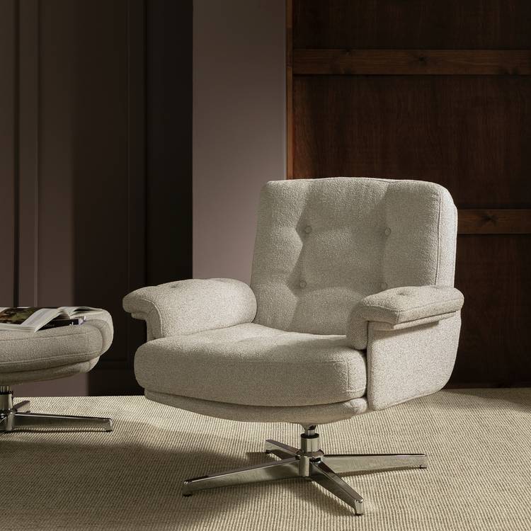 Habitat Dawson Fabric Swivel Chair - Natural 0
