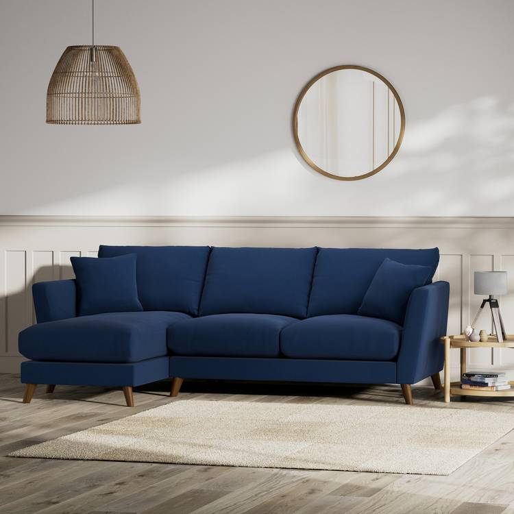 Habitat Lomond Left Hand Corner Sofa - Navy - Dark Leg 0