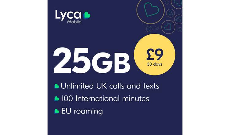 Lyca Mobile 25GB Pay As You Go SIM Card