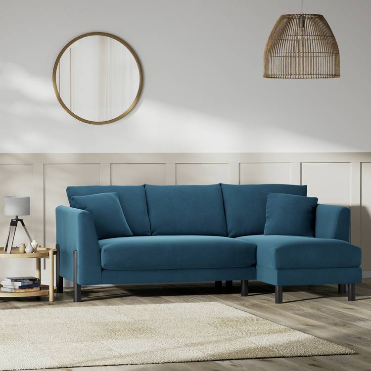 Habitat Aston Right Hand Corner Sofa - Ink Blue - Black Leg 0