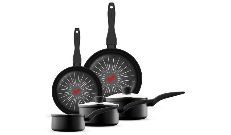 Tower Forged 5 Piece Aluminium Pan Set - Black