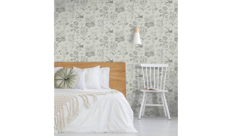 RHS Botanical Sketchbook Cream Wallpaper