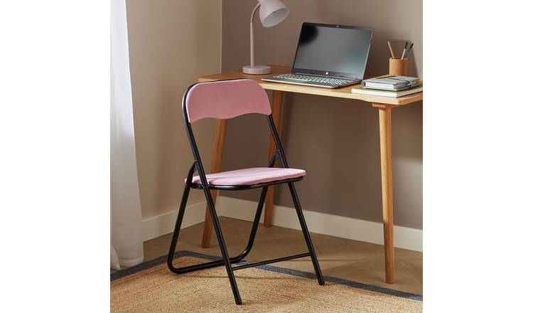 Argos Home Nyla Velvet Folding Dining Chair - Pink