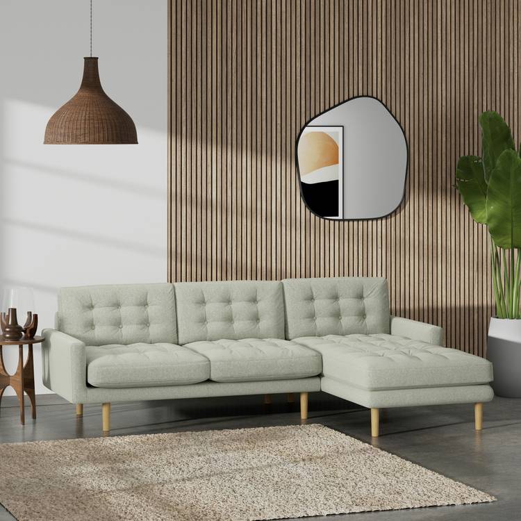 Habitat Fenner Right Hand Corner Sofa - Sage Green - Ash Leg 0