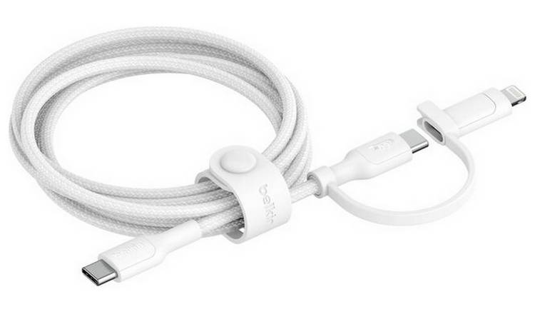 Belkin 2-in-1 Cable with USB-C & Lightning Connector - White