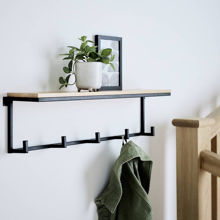 Argos Home Bamboo Shelf with Hooks - Natural 0