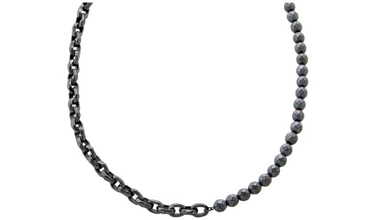 Armani Exchange Gunmetal and Hematite Chain Necklace