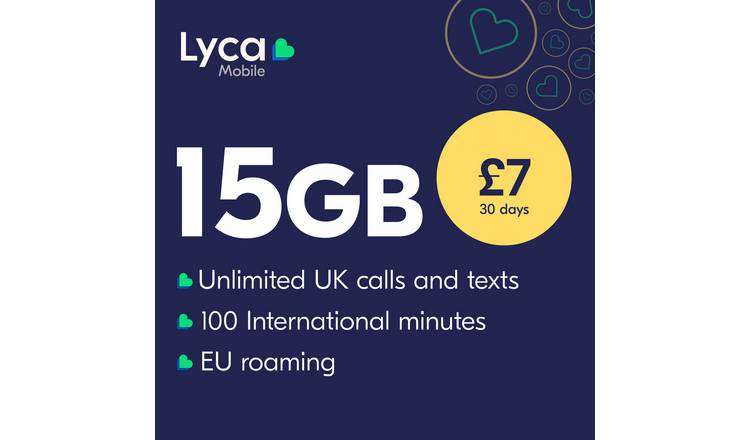 Lyca Mobile 15GB Pay As You Go SIM Card