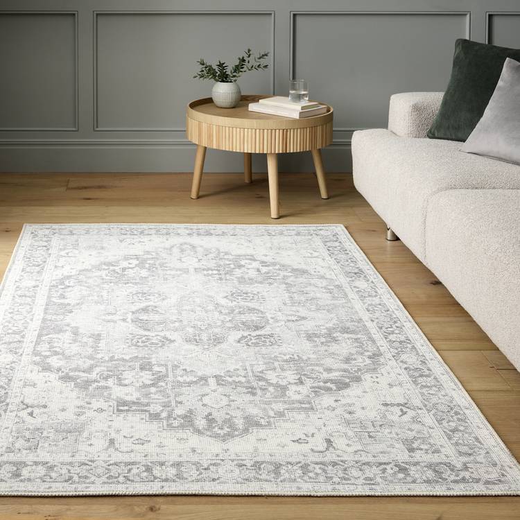 Habitat Vintage Effect Grey Flatweave Rug - 230x160cm 0