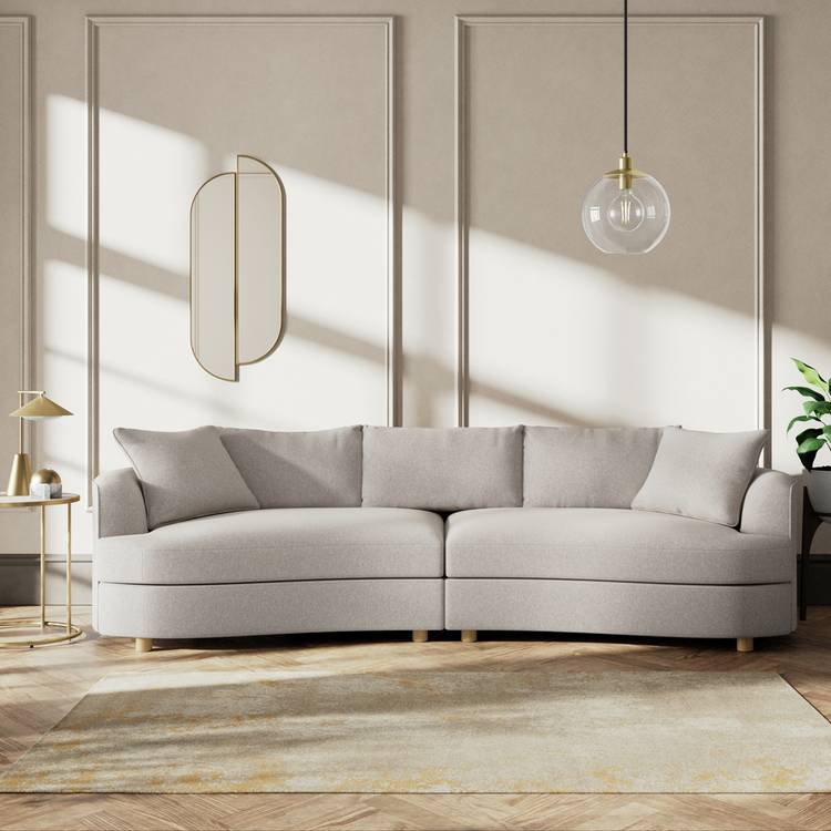 Habitat Sacha Fabric 4 Seater Sofa - Stone - Ash Leg 0