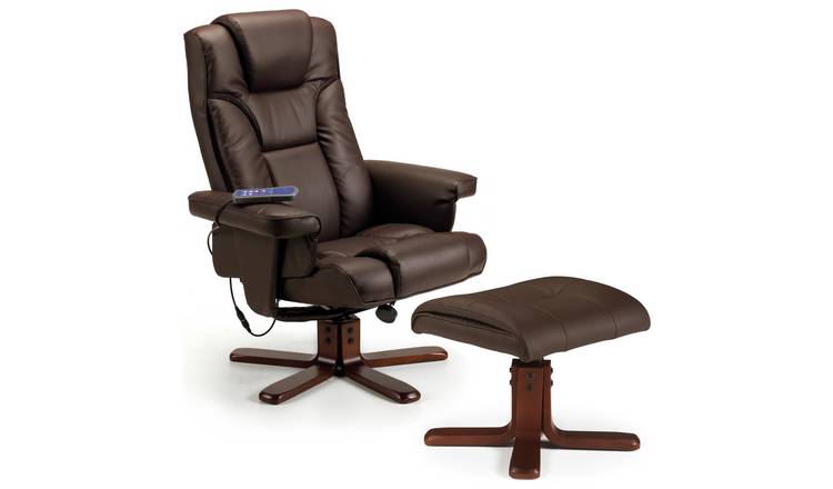 Julian Bowen Malmo Manual Recliner Chair & Footstool - Brown