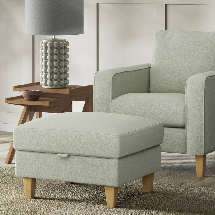 Habitat Felin Fabric Storage Footstool - Sage Green 0