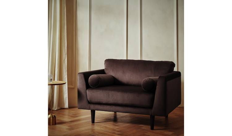 Habitat Jacob Velvet Cuddle Chair - Chocolate
