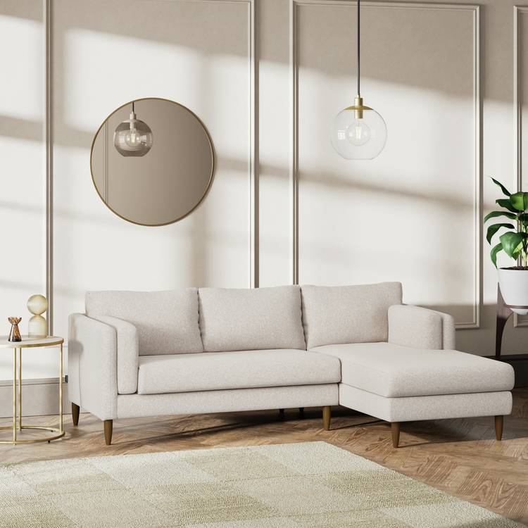 Habitat Newington Right Hand Corner Sofa - Natural -Dark Leg 0