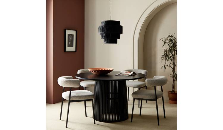 Habitat Jericho Black Dining Table & 4 Grey Chairs