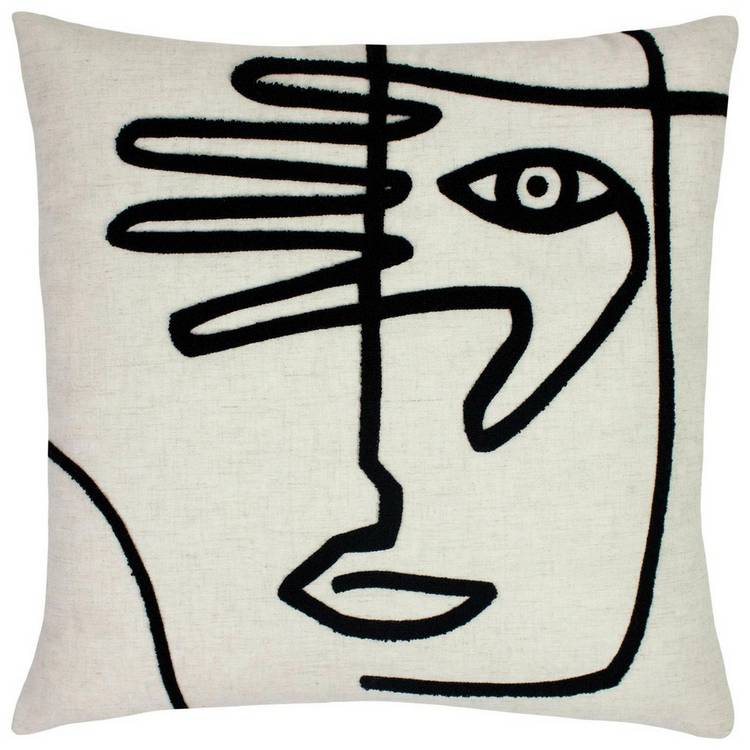 furn Tufted Line Face Cushion - White - 50x50cm 0