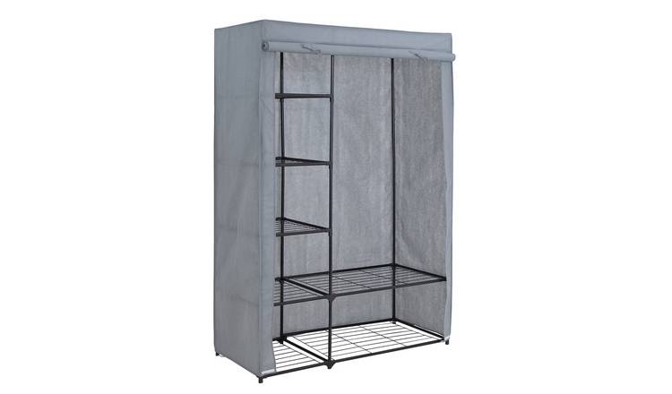 Grey Home Covered Double Wardrobe with Storage 