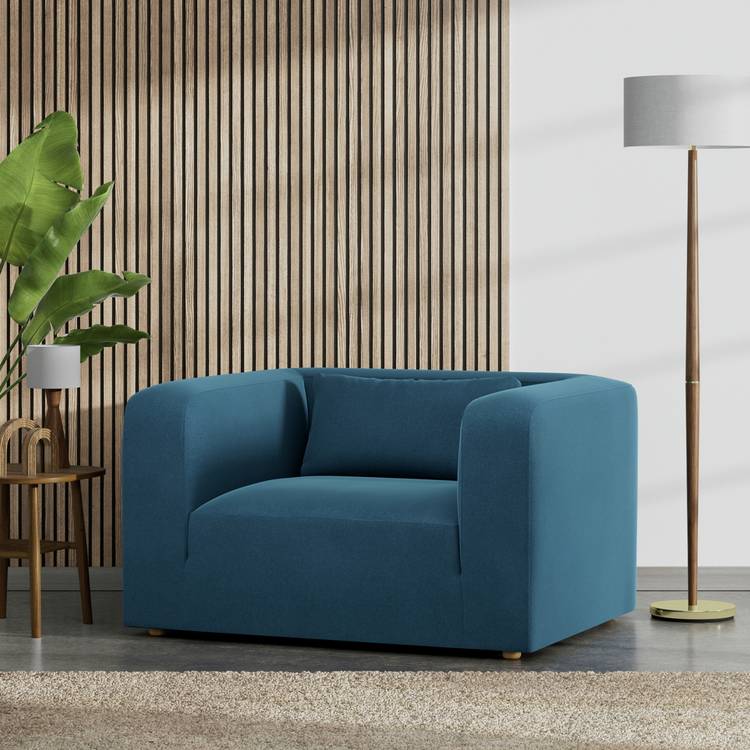 Habitat Lars Velvet Cuddle Chair - Ink Blue 0